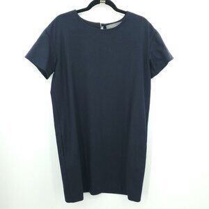 Proenza Schouler Wool/Cashmere Short Sleeve Shift Dress 8 Navy Blue